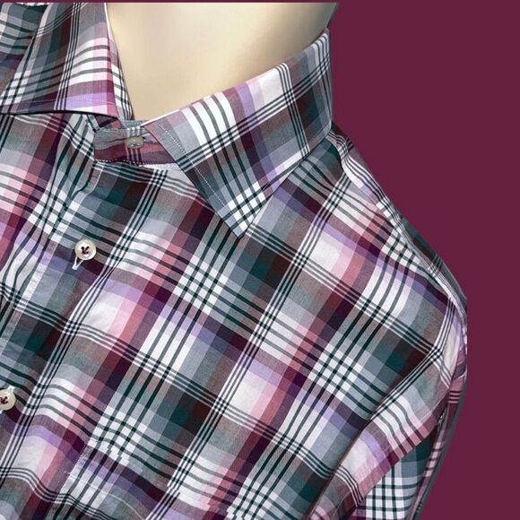 Peter Millar Plaid Button Up Shirt Size Large #65 - Picture 2 of 5